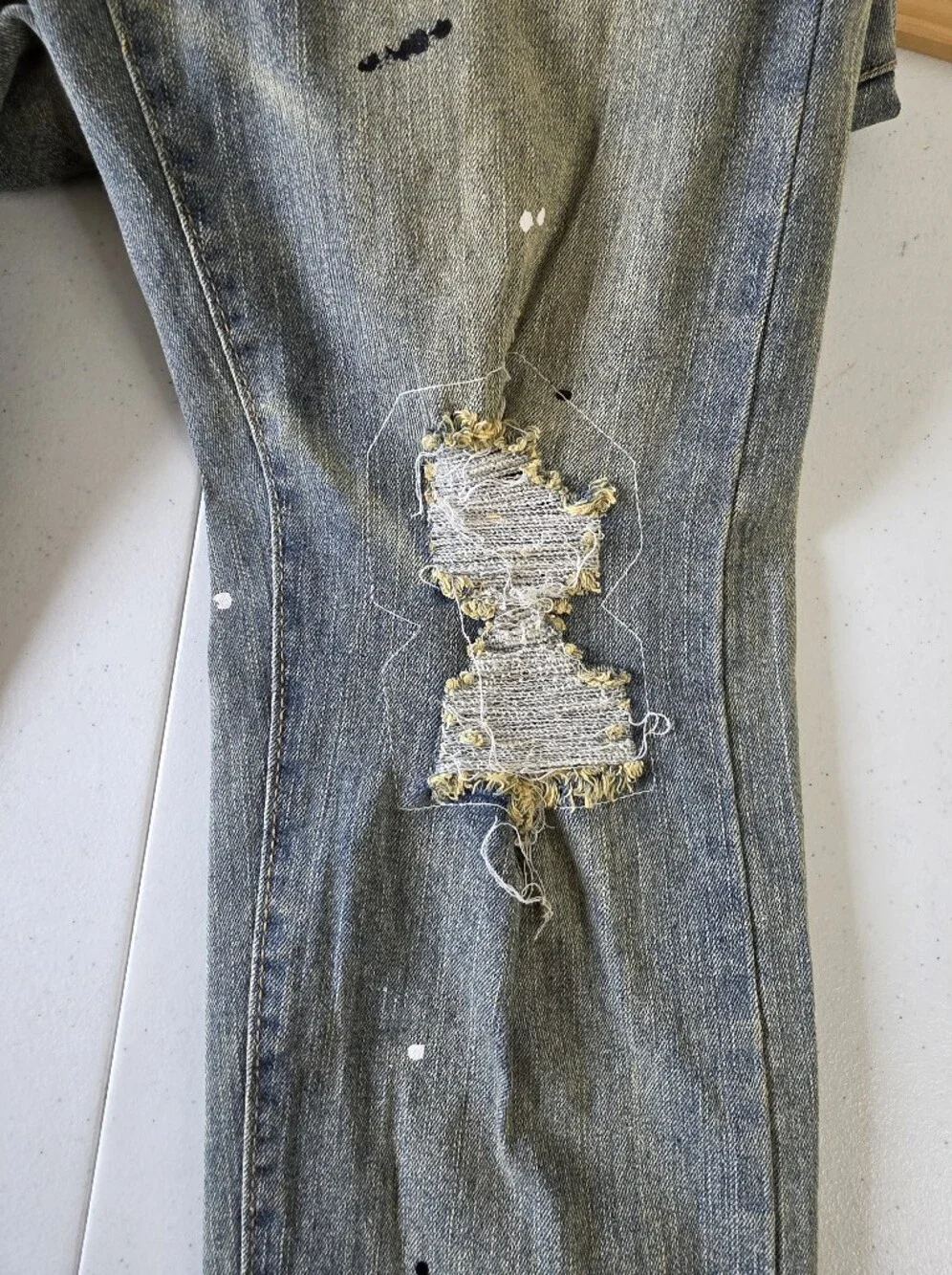 Purple Brand Paint Splatter Jeans Size W-30 Distressed Faded Denim Edgy NEW